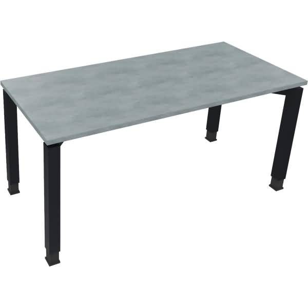 Schreibtisch Vierfuß Quadratrohr B1600xT700xH680-820 anthrazit/Beton hell