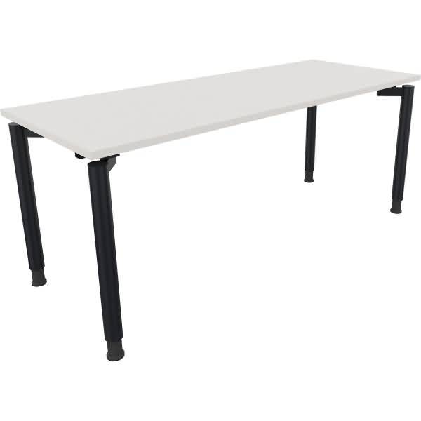 Schreibtisch Vierfuß Rundrohr B1800xT700xH680-820 anthrazit/Weiß