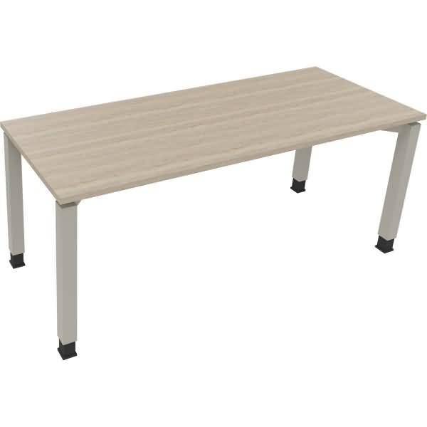 Schreibtisch Vierfuß Quadratrohr B1800xT700xH680-820 silber/Eiche Natur