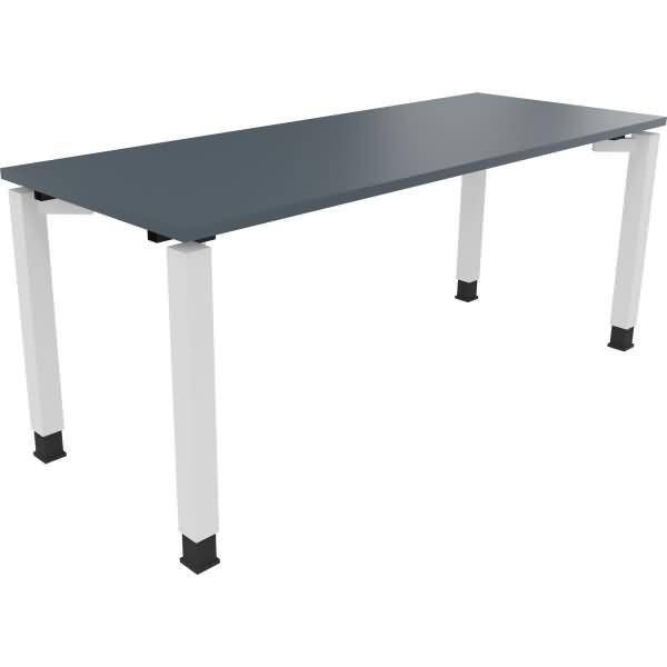 Schreibtisch Vierfuß Quadratrohr B1800xT700xH680-820 weiß/Lavagrau