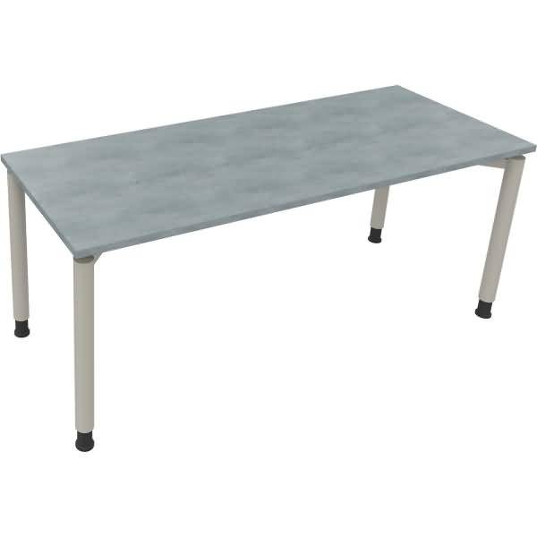 Schreibtisch Vierfuß Rundrohr B1800xT700xH680-820 silber/Beton hell