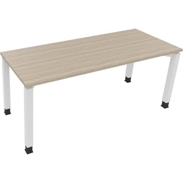Schreibtisch Vierfuß Quadratrohr B1800xT700xH680-820 weiß/Eiche Natur