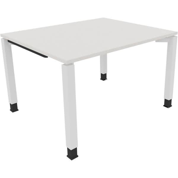 Schreibtisch Vierfuß Quadratrohr B1200xT1000xH680-820 weiß/Weiß