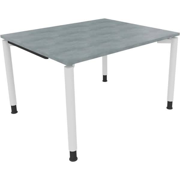 Schreibtisch Vierfuß Rundrohr B1200xT1000xH680-820 weiß/Beton hell