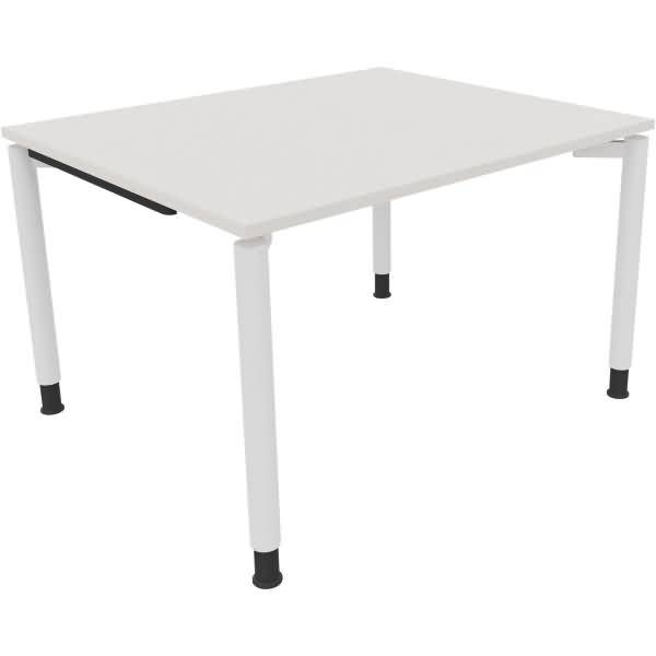 Schreibtisch Vierfuß Rundrohr B1200xT1000xH680-820 weiß/Weiß