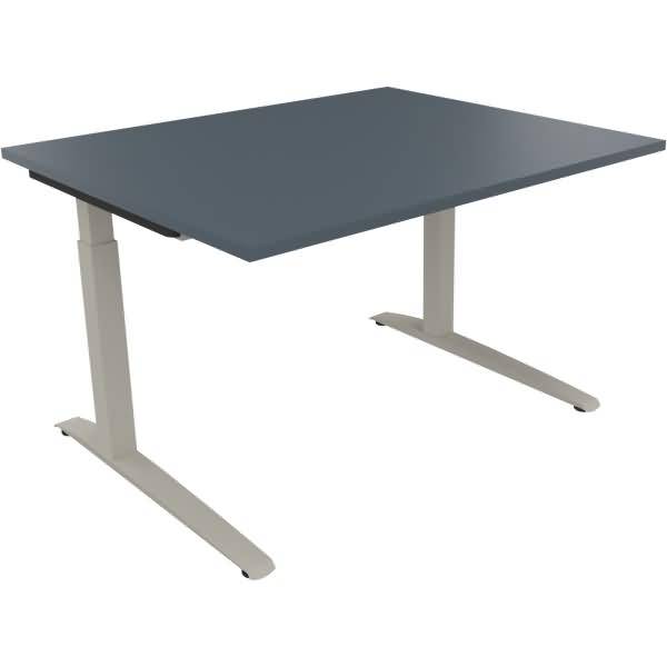 Schreibtisch Kufe Quadrat B1200xT1000xH650-850 silber/Lavagrau