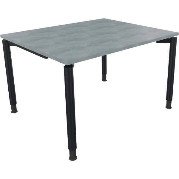 Schreibtisch Vierfuß Rundrohr B1200xT1000xH680-820 anthrazit/Beton hell