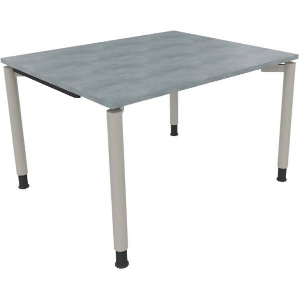 Schreibtisch Vierfuß Rundrohr B1200xT1000xH680-820 silber/Beton hell