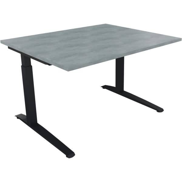 Schreibtisch Kufe Quadrat B1200xT1000xH650-850 anthrazit/Beton hell