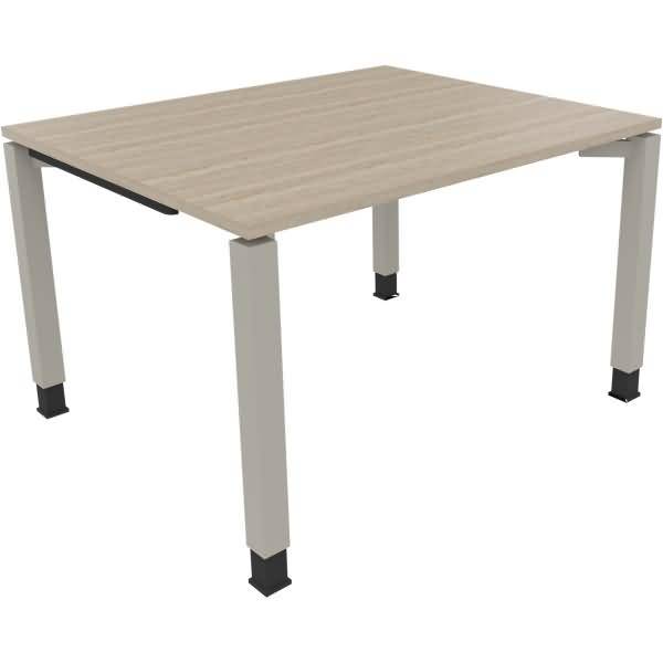 Schreibtisch Vierfuß Quadratrohr B1200xT1000xH680-820 silber/Eiche Natur