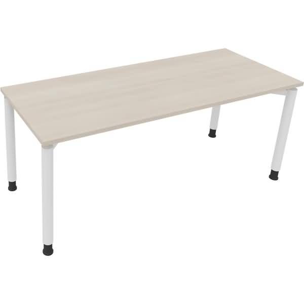 Schreibtisch Vierfuß Rundrohr B1800xT700xH680-820 weiß/Akazie hell