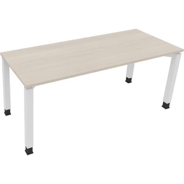 Schreibtisch Vierfuß Quadratrohr B1800xT700xH680-820 weiß/Akazie hell