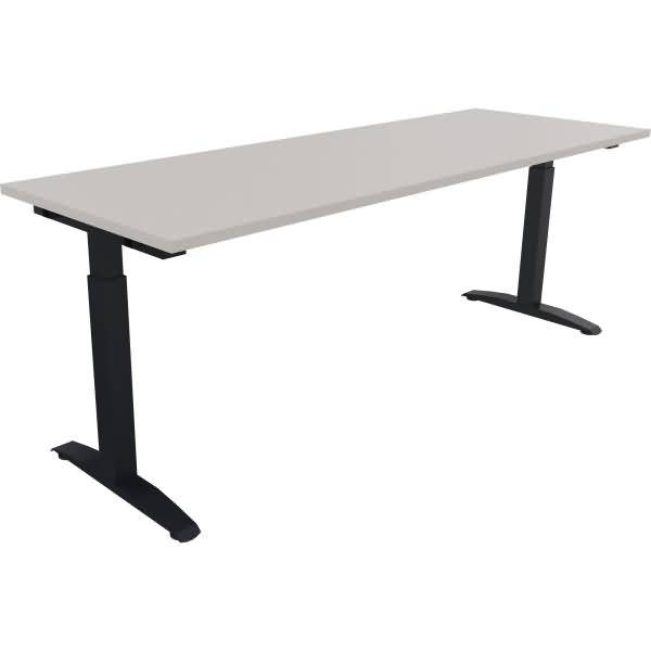 Schreibtisch Kufe Quadrat B2000xT700xH650-850 anthrazit/Lichtgrau
