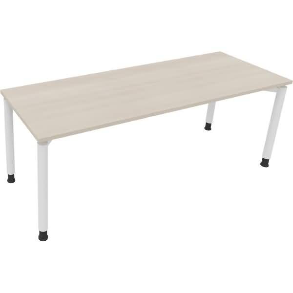 Schreibtisch Vierfuß Rundrohr B2000xT700xH680-820 weiß/Akazie hell