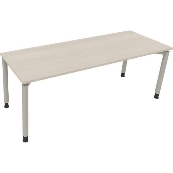 Schreibtisch Vierfuß Rundrohr B2000xT700xH680-820 silber/Akazie hell