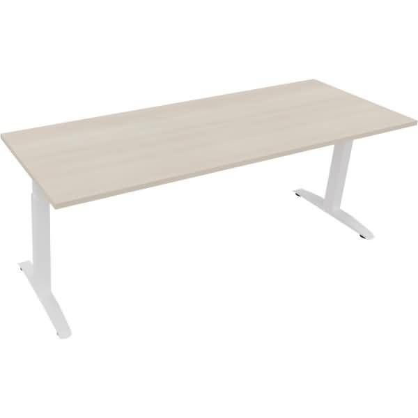 Schreibtisch Kufe Quadrat B2000xT700xH650-850 weiß/Akazie hell