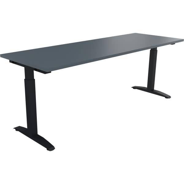 Schreibtisch Kufe Quadrat B2000xT700xH650-850 anthrazit/Lavagrau