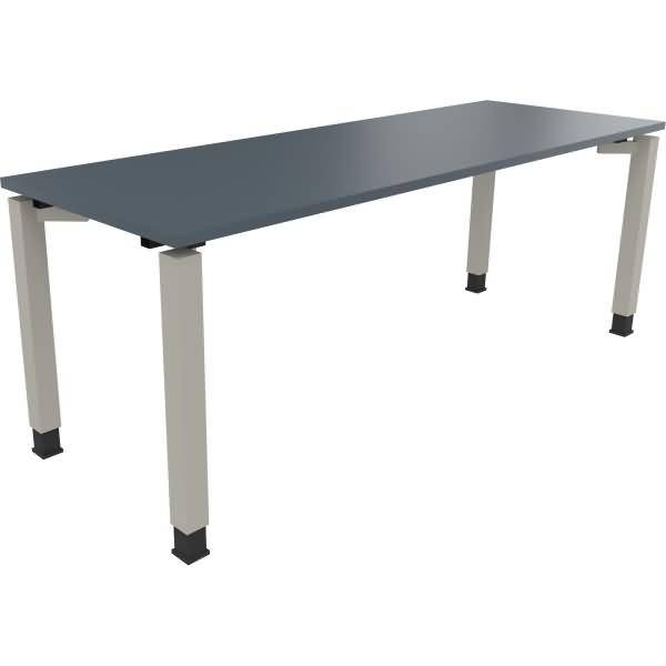 Schreibtisch Vierfuß Quadratrohr B2000xT700xH680-820 silber/Lavagrau