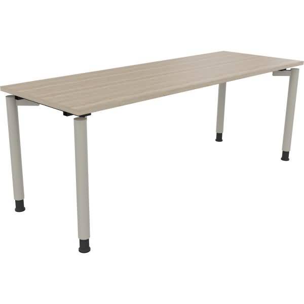 Schreibtisch Vierfuß Rundrohr B2000xT700xH680-820 silber/Eiche Natur