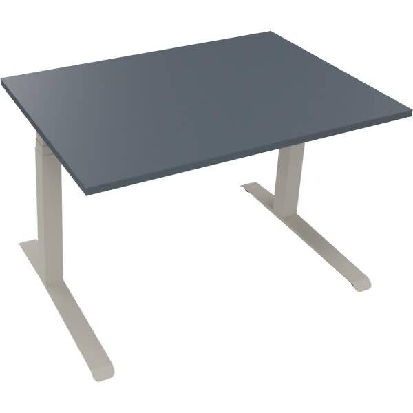 Sitz-/Stehtisch Kufe Doppels. Quad. B1200xT800xH645-1275 silber/Lavagrau