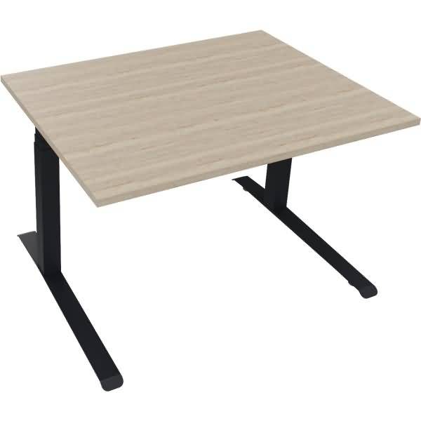 Sitz-/Stehtisch Kufe Doppels. Quad. B1200xT900xH645-1275 anthrazit/Eiche Nat