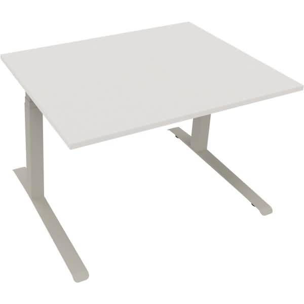 Sitz-/Stehtisch Kufe Doppels. Quad. B1200xT900xH645-1275 silber/weiß