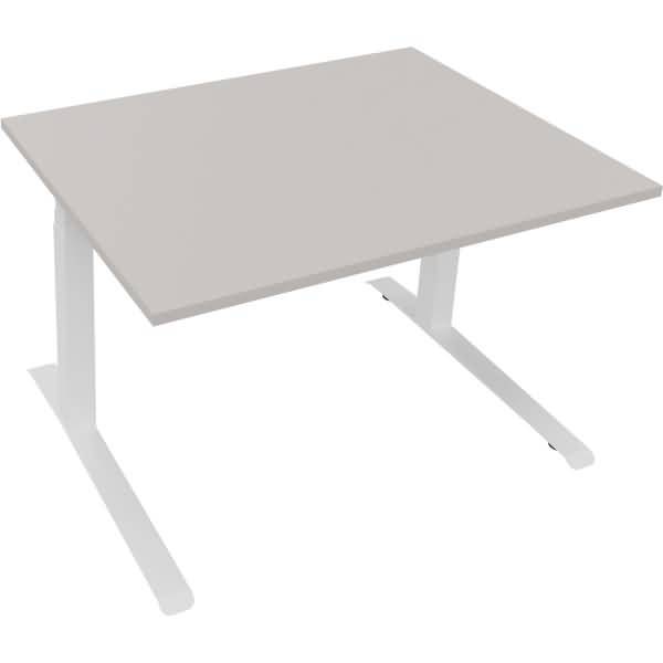 Sitz-/Stehtisch Kufe Doppels. Quad. B1200xT900xH645-1275 weiß/Lichtgrau
