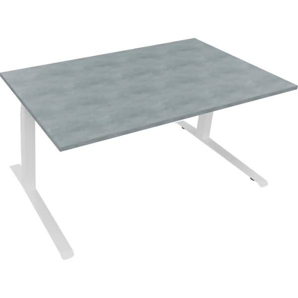 Sitz-/Stehtisch Kufe Doppels. Quad. B1600xT900xH645-1275 weiß/Beton