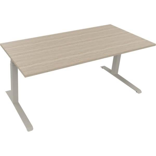 Sitz-/Stehtisch Kufe Doppels. Quad. B1800xT800xH645-1275 silber/Eiche Nat