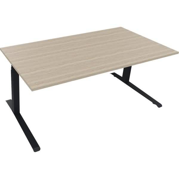 Sitz-/Stehtisch Kufe Doppels. Quad. B1800xT900xH645-1275 anthrazit/Eiche Nat
