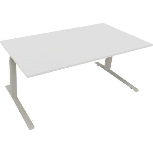 Sitz-/Stehtisch Kufe Doppels. Quad. B1800xT900xH645-1275 silber/weiß