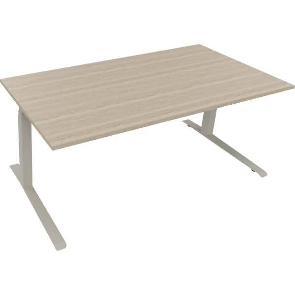 Sitz-/Stehtisch Kufe Doppels. Quad. B1800xT900xH645-1275 silber/Eiche Nat