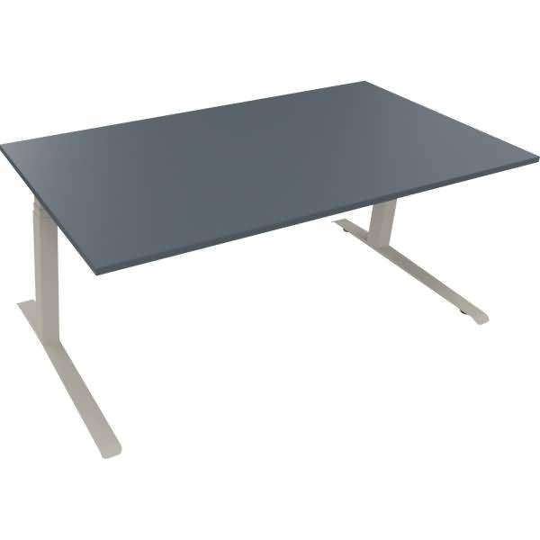 Sitz-/Stehtisch Kufe Doppels. Quad. B1800xT900xH645-1275 silber/Lavagrau