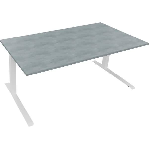 Sitz-/Stehtisch Kufe Doppels. Quad. B1800xT900xH645-1275 weiß/Beton