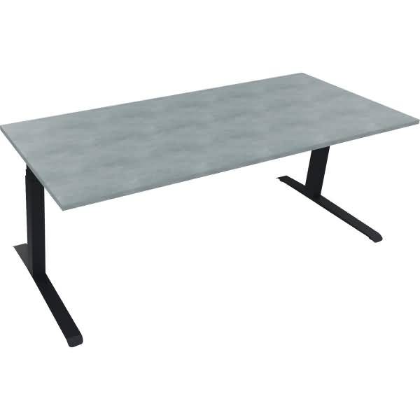 Sitz-/Stehtisch Kufe Doppels. Quad. B2000xT800xH645-1275 silber/Beton