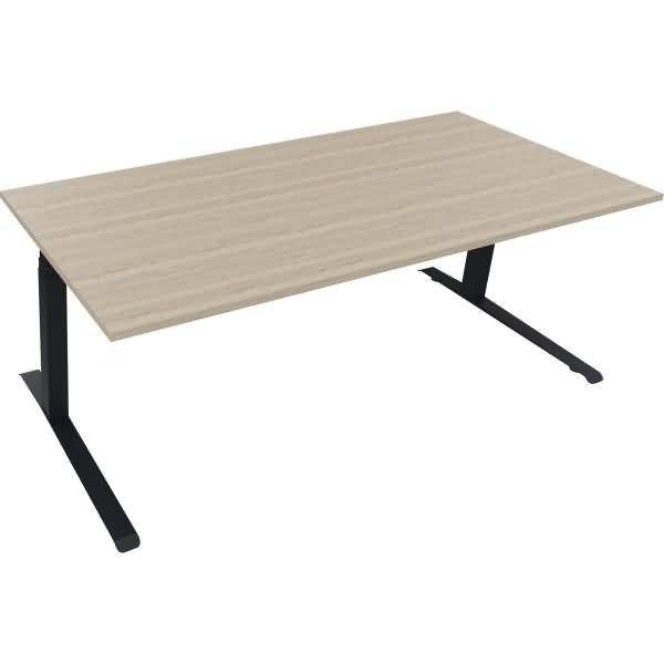 Sitz-/Stehtisch Kufe Doppels. Quad. B2000xT900xH645-1275 anthrazit/Eiche Nat