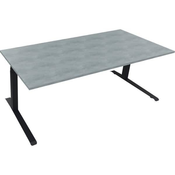Sitz-/Stehtisch Kufe Doppels. Quad. B2000xT900xH645-1275 anthrazit/Beton