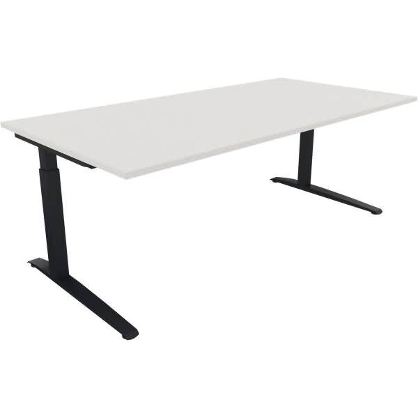 Schreibtisch Kufe Quadrat B2000xT1000xH650-850 anthrazit/Weiß