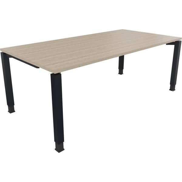 Schreibtisch Vierfuß Quadratrohr B2000xT1000xH680-820 anthrazit/Eiche Natur