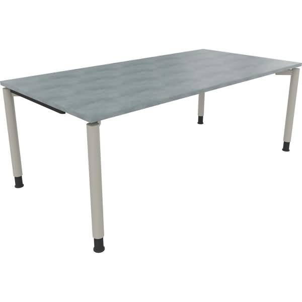 Schreibtisch Vierfuß Rundrohr B2000xT1000xH680-820 silber/Beton hell