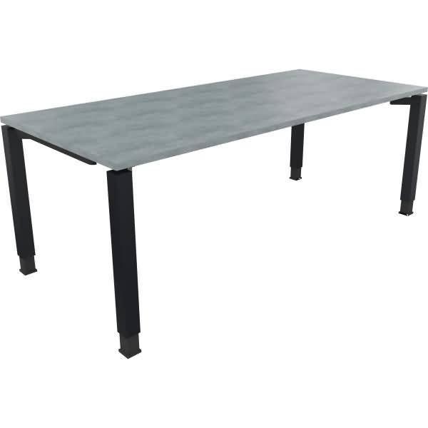 Schreibtisch Vierfuß Quadratrohr B2000xT900xH680-820 anthrazit/Beton hell