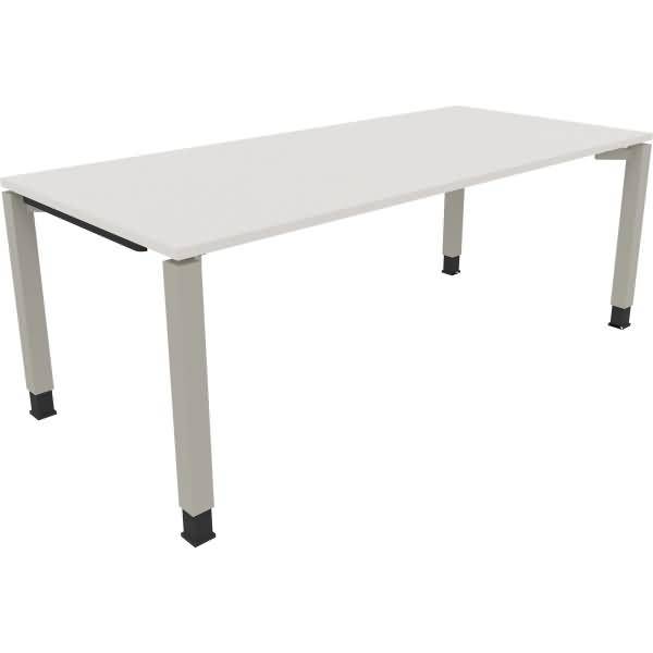Schreibtisch Vierfuß Quadratrohr B2000xT900xH680-820 silber/weiß