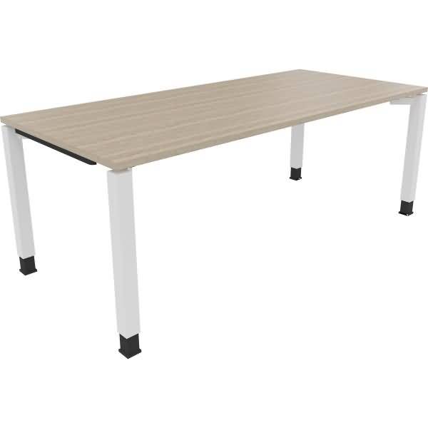 Schreibtisch Vierfuß Quadratrohr B2000xT900xH680-820 weiß/Eiche Natur