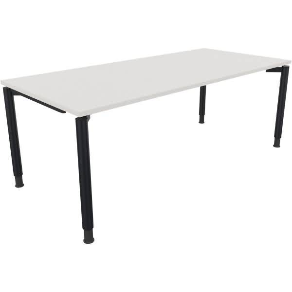 Schreibtisch Vierfuß Rundrohr B2000xT900xH680-820 anthrazit/Weiß