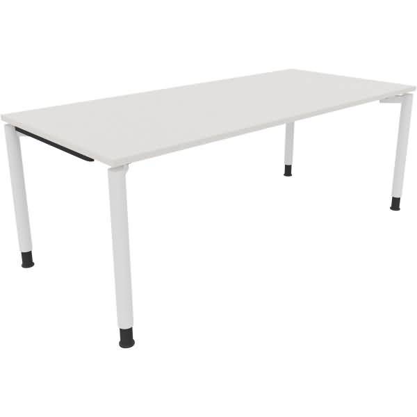 Schreibtisch Vierfuß Rundrohr B2000xT900xH680-820 weiß/Weiß