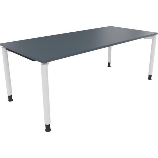 Schreibtisch Vierfuß Rundrohr B2000xT900xH680-820 weiß/Lavagrau
