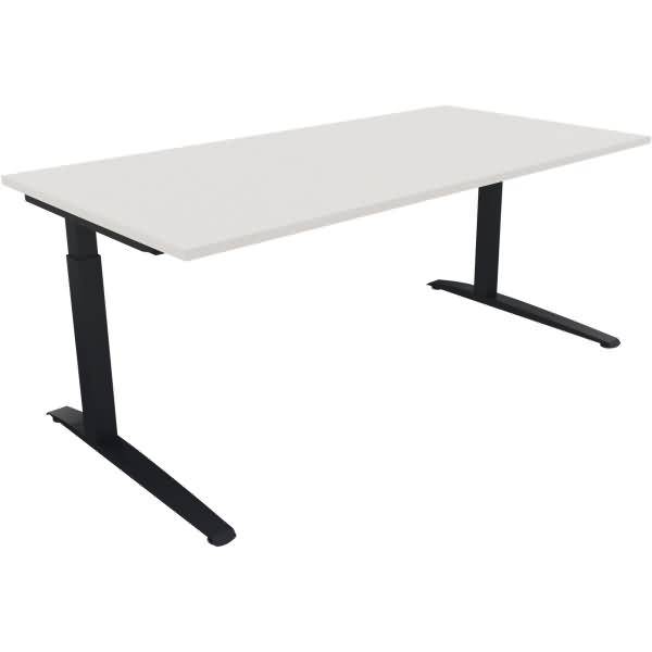 Schreibtisch Kufe Quadrat B1800xT900xH650-850 anthrazit/Weiß