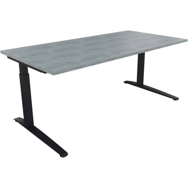 Schreibtisch Kufe Quadrat B1800xT900xH650-850 anthrazit/Beton hell