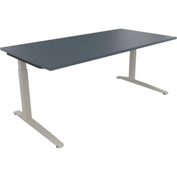 Schreibtisch Kufe Quadrat B1800xT900xH650-850 silber/Lavagrau
