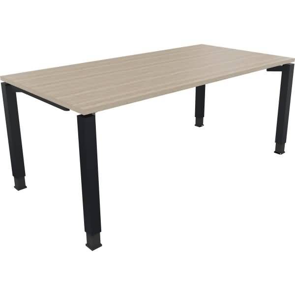 Schreibtisch Vierfuß Quadratrohr B1800xT900xH680-820 anthrazit/Eiche Natur